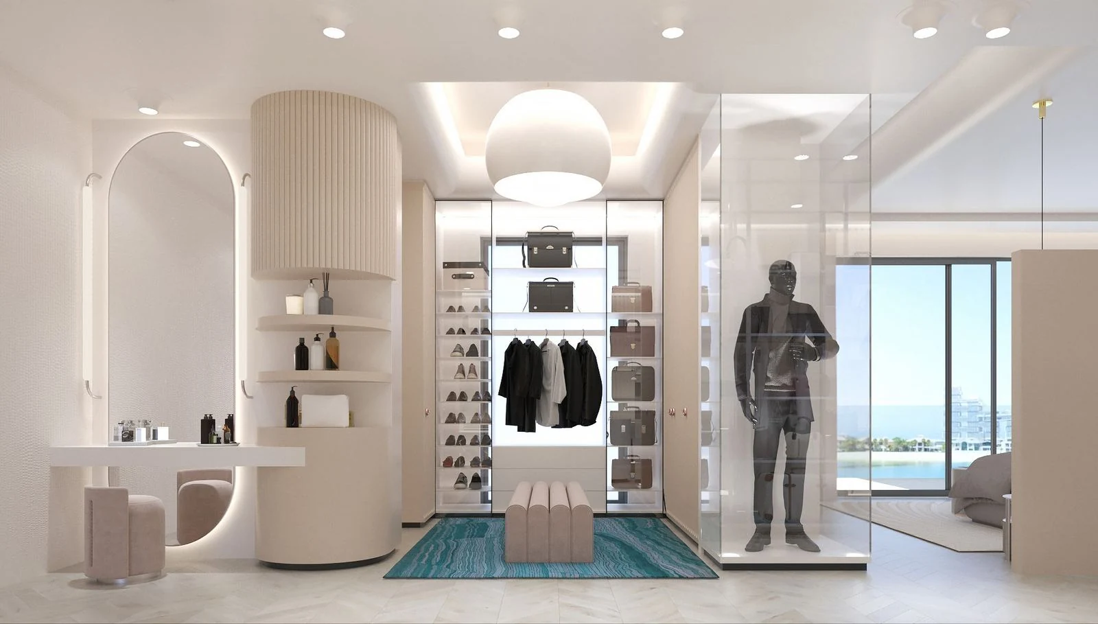 Bespoke dressing room with display storage — design concept