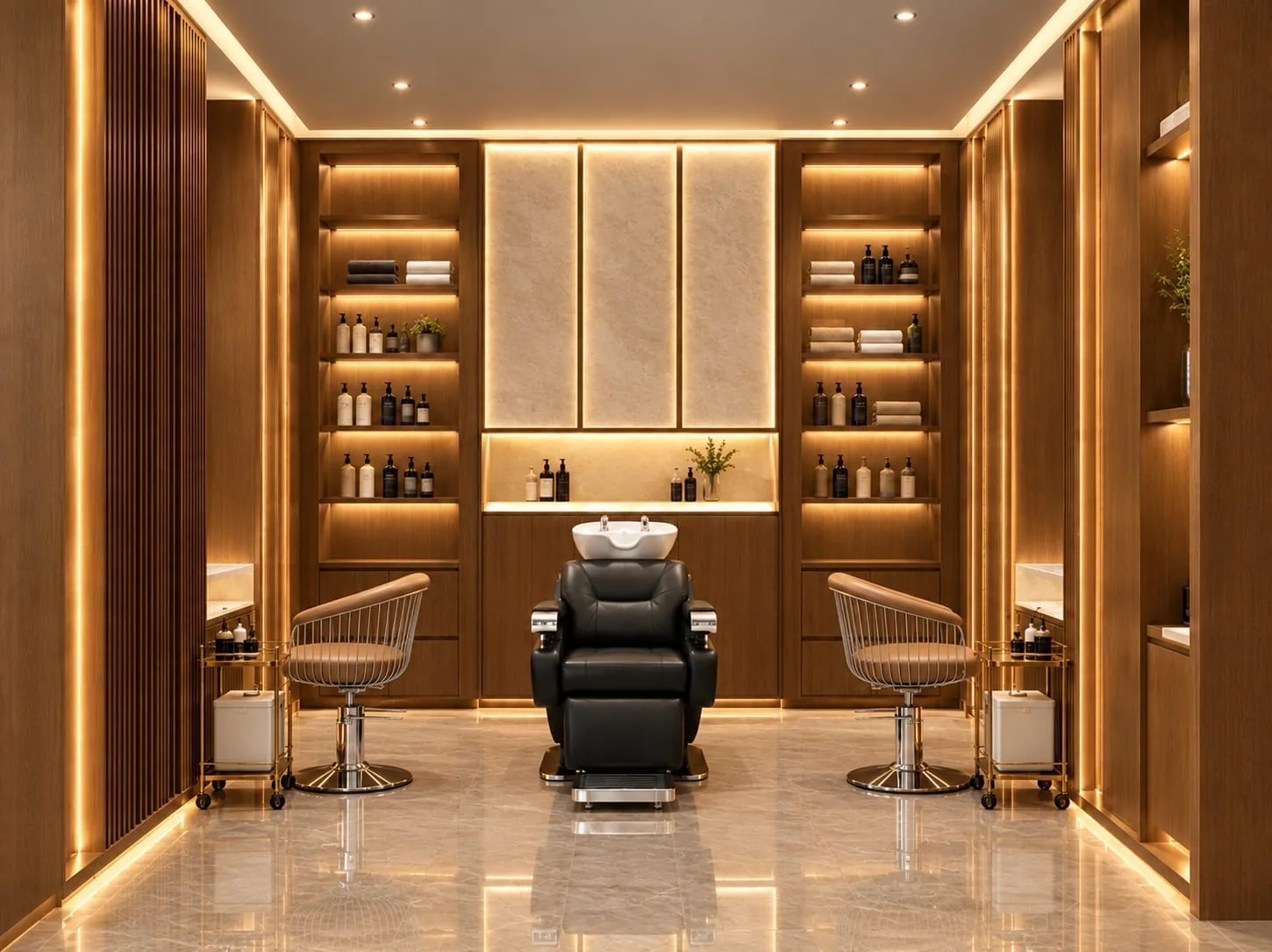 Private salon: proposed focal wall and backwash composition. design concept.