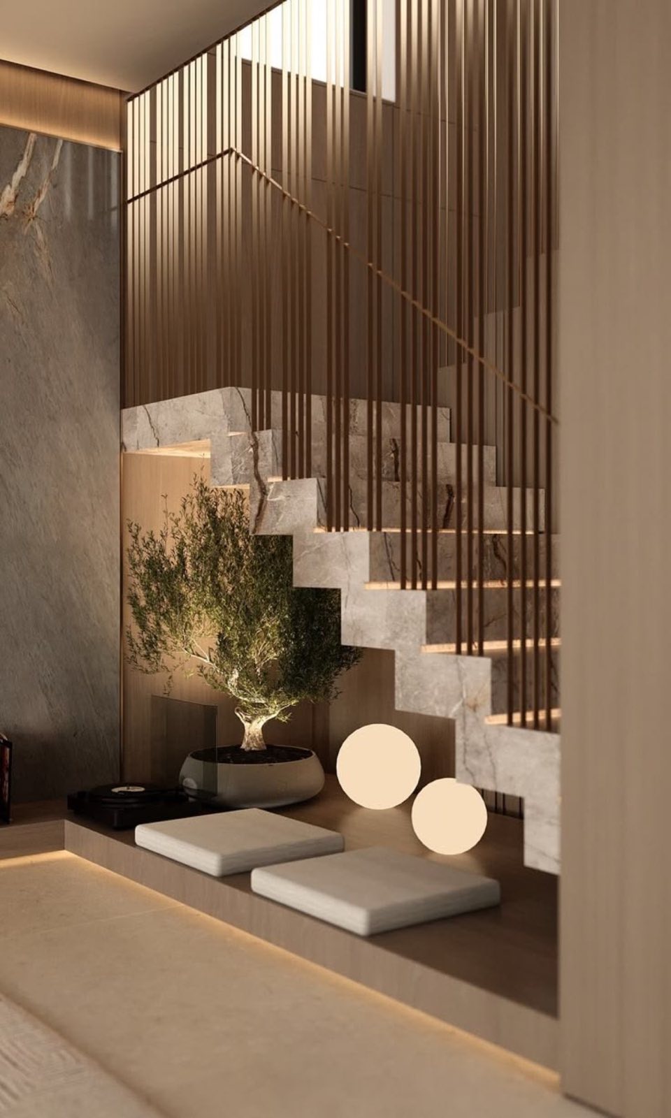 Turnkey villa interior with bespoke staircase